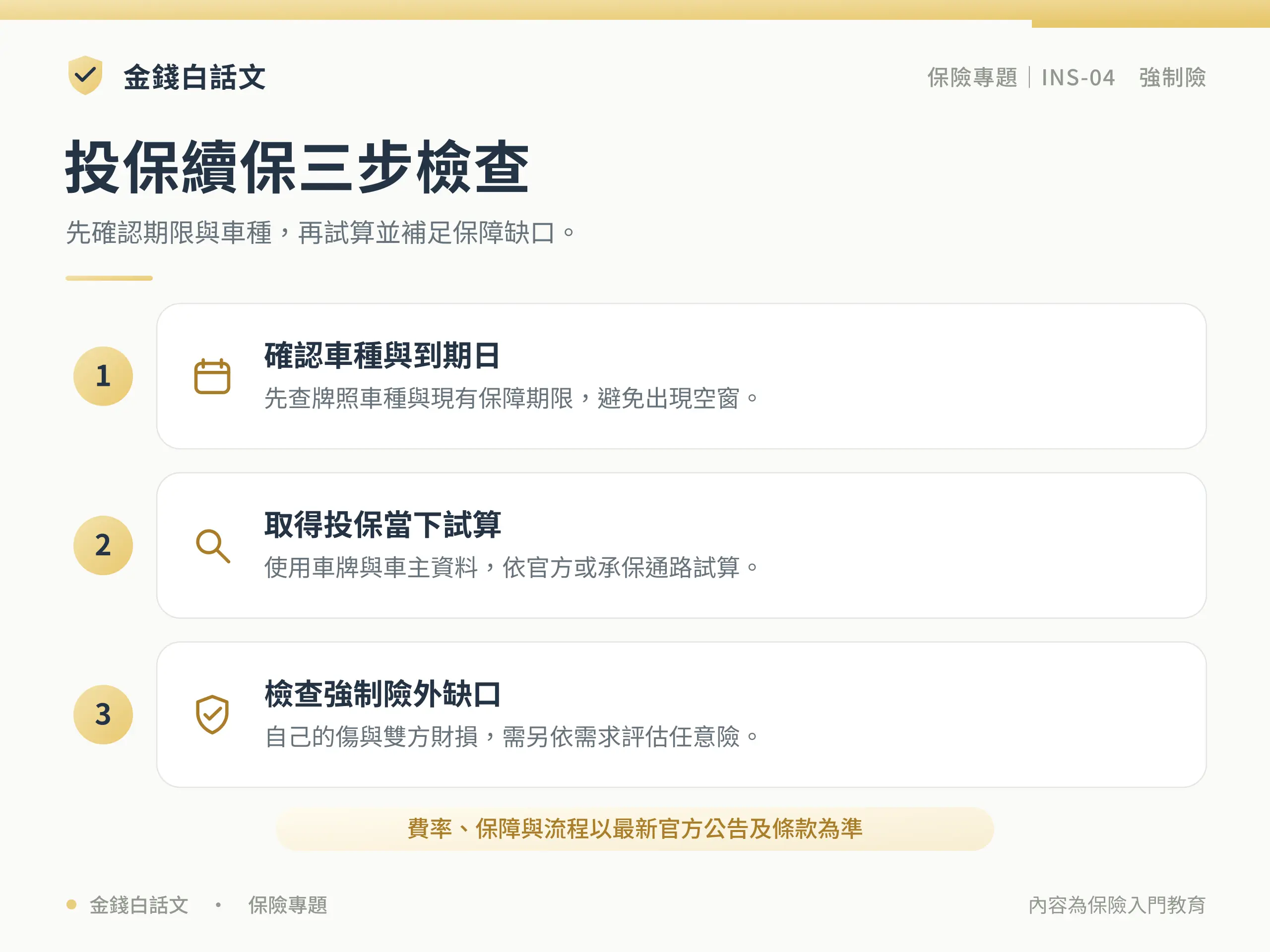 投保續保三步檢查