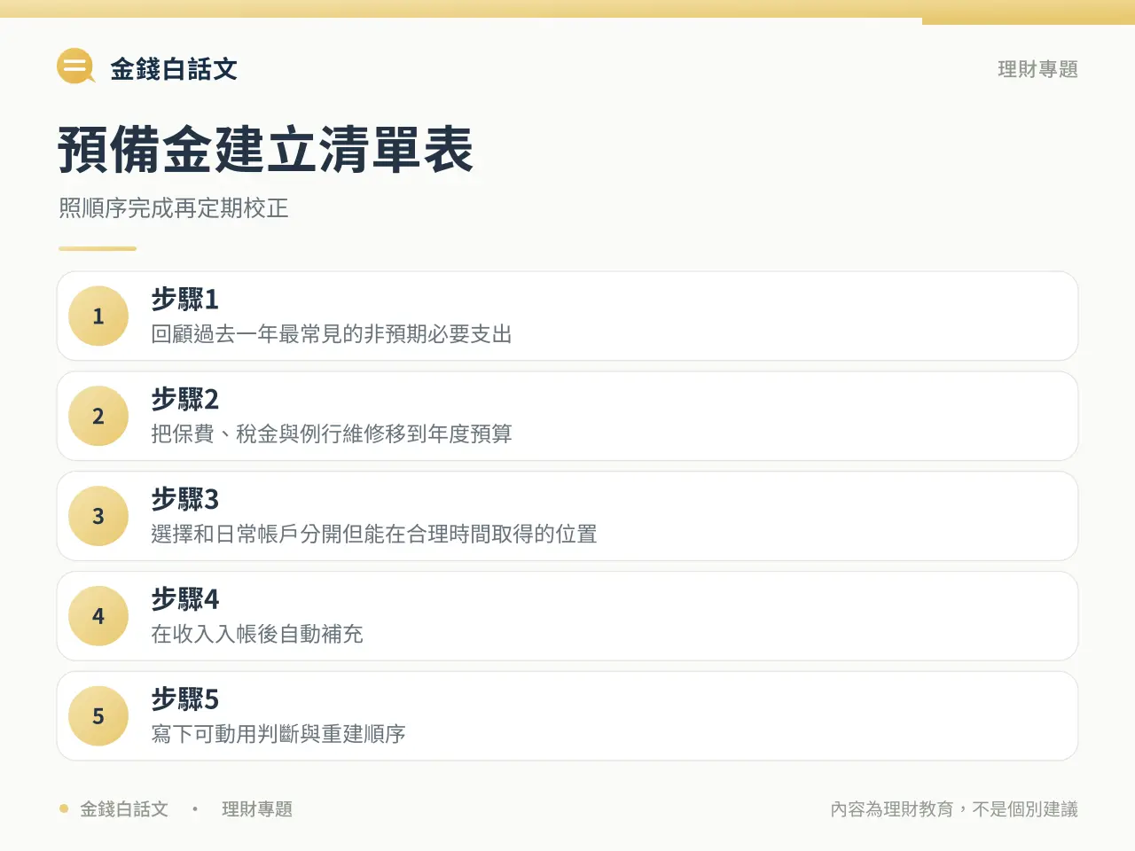 緊急預備金行動清單圖卡