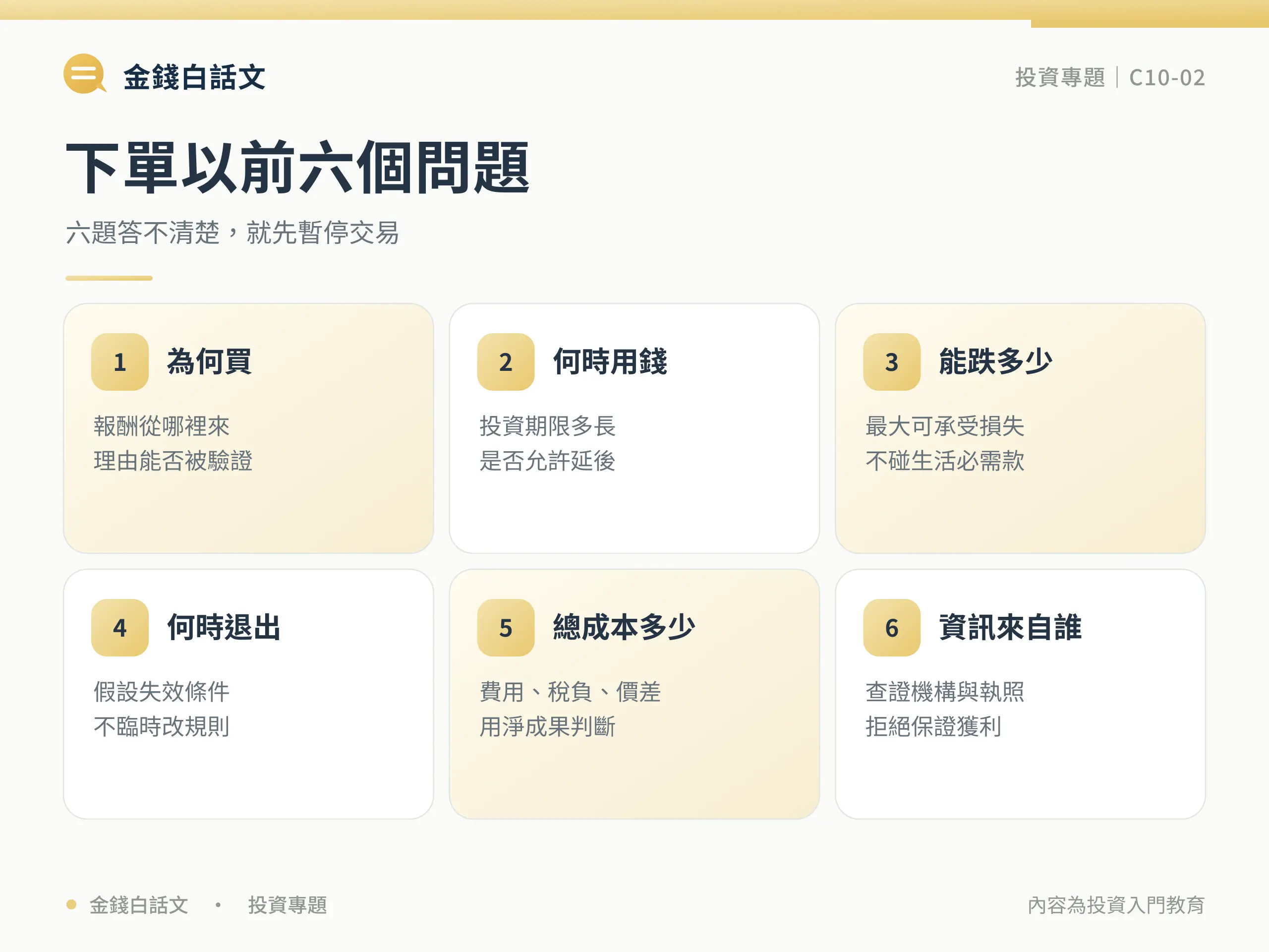 下單以前六個問題