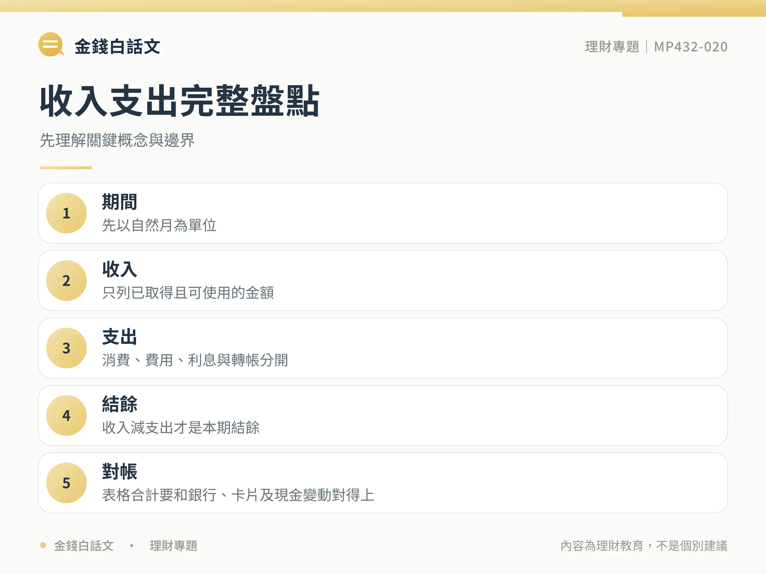 個人收入支出表核心概念圖卡