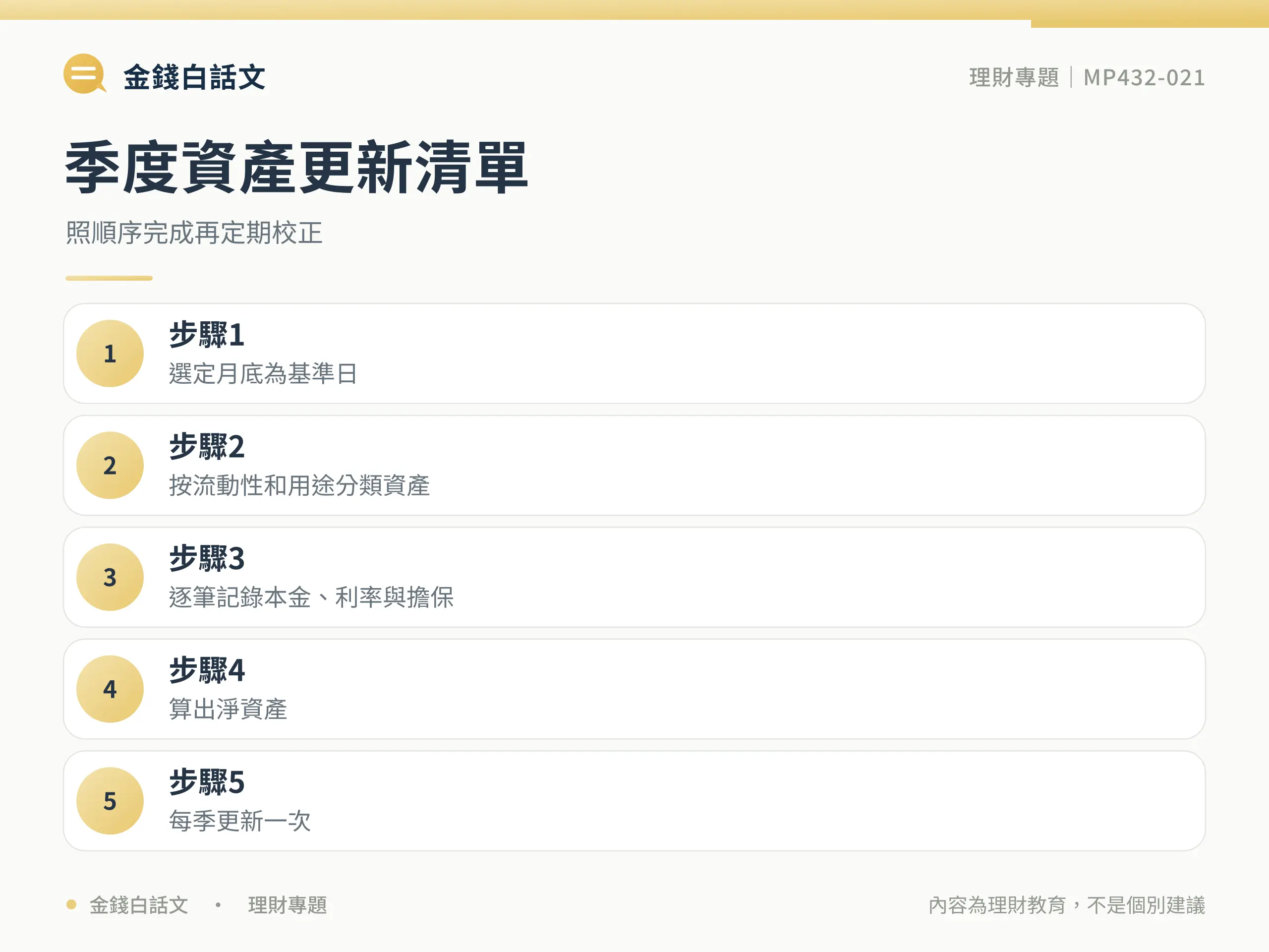 個人資產負債表行動清單圖卡