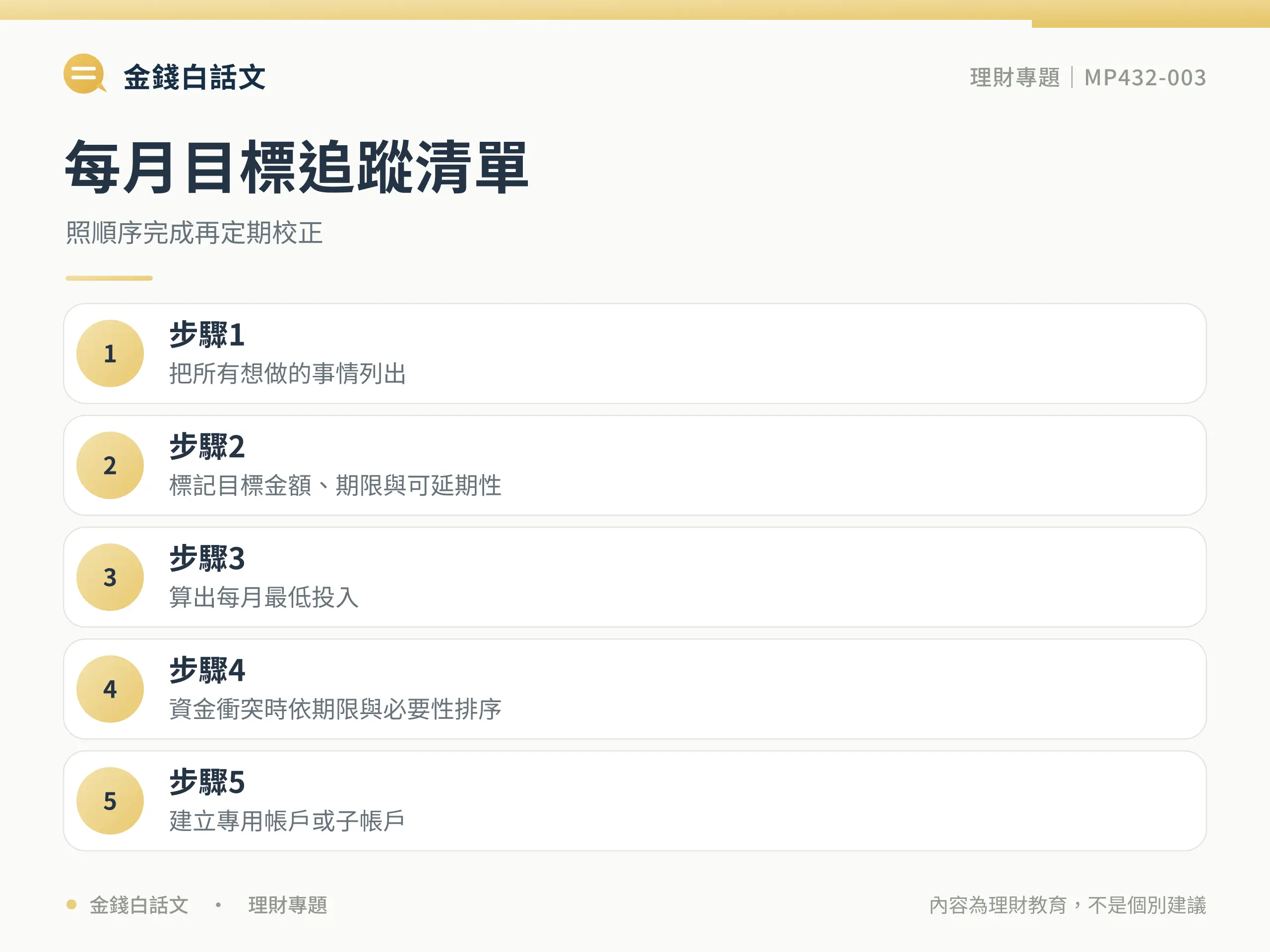 財務目標行動清單圖卡