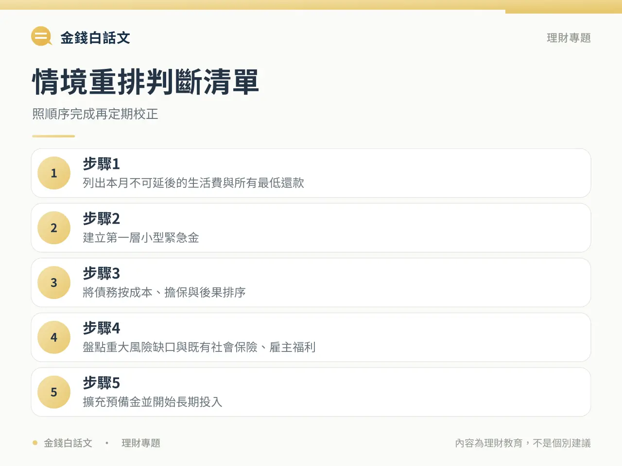 理財順序行動清單圖卡