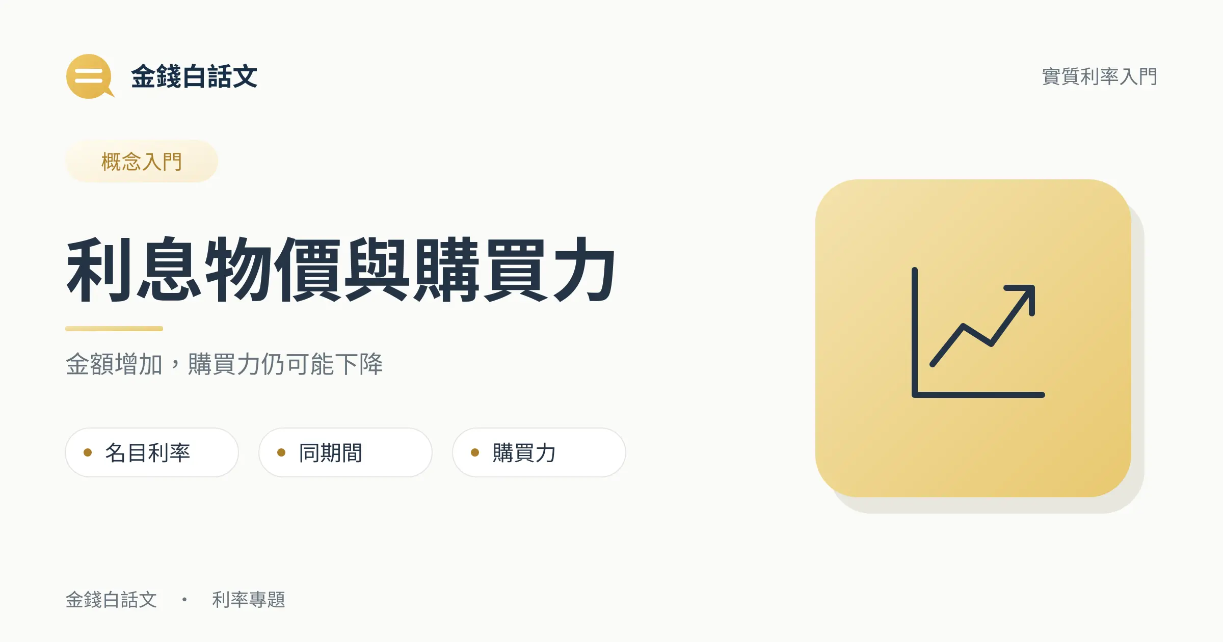 利息物價與購買力:金額增加,購買力仍可能下降