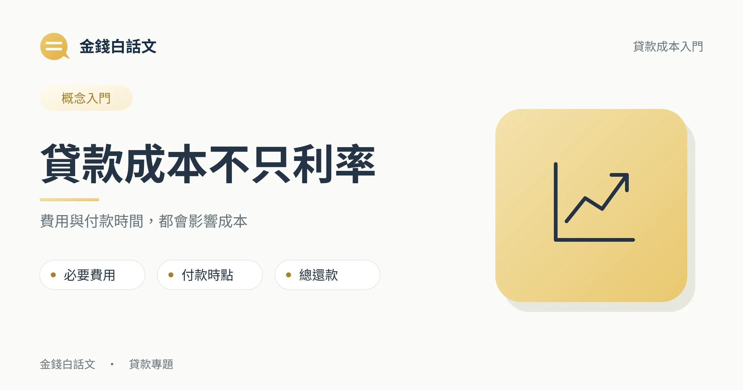 貸款成本不只利率:費用與付款時間,都會影響成本